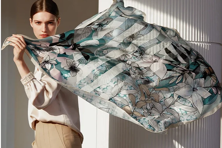 Custom 100% Mulberry Silk Scarf For Women